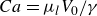 upper C a equals mu Subscript l Baseline upper V 0 divided by gamma