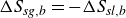 upper Delta upper S Subscript italic sg comma b Baseline equals minus upper Delta upper S Subscript italic sl comma b Baseline