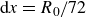 normal d x equals upper R 0 divided by 72