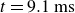 t equals 9.1 normal m normal s