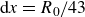 normal d x equals upper R 0 divided by 43