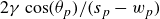 2 gamma cosine left parenthesis theta Subscript p Baseline right parenthesis divided by left parenthesis s Subscript p Baseline minus w Subscript p Baseline right parenthesis