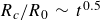 upper R Subscript c Baseline divided by upper R 0 tilde t Superscript 0.5
