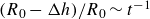 left parenthesis upper R 0 minus upper Delta h right parenthesis divided by upper R 0 tilde t Superscript negative 1