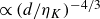 proportional to left parenthesis d divided by eta Subscript upper K Baseline right parenthesis Superscript negative 4 divided by 3