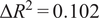 normal upper Delta upper R squared equals 0.102