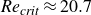 italic Re Subscript italic crit Baseline almost equals 20.7