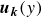 bold italic u Subscript bold italic k Baseline left parenthesis y right parenthesis