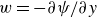 w equals minus partial differential psi divided by partial differential y