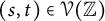 left parenthesis s comma t right parenthesis element of script upper V left parenthesis double struck upper Z right parenthesis