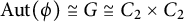 upper A u t left parenthesis phi right parenthesis approximately equals upper G approximately equals upper C 2 times upper C 2