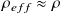rho Subscript e f f Baseline almost equals rho