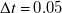 normal upper Delta t equals 0.05