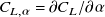 upper C Subscript upper L comma alpha Baseline equals partial differential upper C Subscript upper L Baseline divided by partial differential alpha