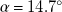 alpha equals 14.7 Superscript ring