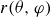 r left parenthesis theta comma phi right parenthesis