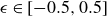 epsilon element of left bracket negative 0.5 comma 0.5 right bracket