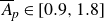 upper A overbar Subscript p Baseline element of left bracket 0.9 comma 1.8 right bracket