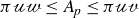 pi script u script w less than or equals upper A Subscript p Baseline less than or equals pi script u script v