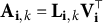 bold upper A Subscript bold i comma k Baseline equals bold upper L Subscript bold i comma k Baseline bold upper V Subscript bold i Superscript normal down tack