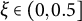 xi element of left parenthesis 0 comma 0.5 right bracket