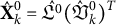 ModifyingAbove bold upper X With caret Subscript k Superscript 0 Baseline equals ModifyingAbove German upper L Superscript 0 Baseline With caret left parenthesis ModifyingAbove German upper V With caret Subscript k Superscript 0 Baseline right parenthesis Superscript upper T