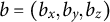 b equals left parenthesis b Subscript x Baseline comma b Subscript y Baseline comma b Subscript z Baseline right parenthesis