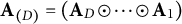 bold upper A Subscript left parenthesis upper D right parenthesis Baseline equals left parenthesis bold upper A Subscript upper D Baseline circled dot midline horizontal ellipsis circled dot bold upper A 1 right parenthesis