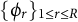 left brace phi Subscript r Baseline right brace Subscript 1 less than or equals r less than or equals upper R