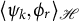 left angle bracket psi Subscript k Baseline comma phi Subscript r Baseline right angle bracket Subscript script upper H