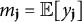 m Subscript bold j Baseline equals double struck upper E left bracket y Subscript bold j Baseline right bracket