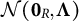 script upper N left parenthesis bold 0 Subscript upper R Baseline comma bold upper Lamda right parenthesis