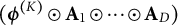 left parenthesis bold italic phi Superscript left parenthesis upper K right parenthesis Baseline circled dot bold upper A 1 circled dot midline horizontal ellipsis circled dot bold upper A Subscript upper D Baseline right parenthesis
