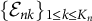 left brace script upper E Subscript n k Baseline right brace Subscript 1 less than or equals k less than or equals upper K Sub Subscript n