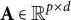 bold upper A element of double struck upper R Superscript p times d