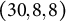 left parenthesis 30 comma 8 comma 8 right parenthesis