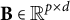bold upper B element of double struck upper R Superscript p times d