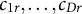c Subscript 1 r Baseline comma ellipsis comma c Subscript upper D r Baseline