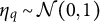 eta Subscript q Baseline tilde script upper N left parenthesis 0 comma 1 right parenthesis