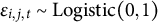 epsilon Subscript i comma j comma t Baseline tilde Logistic left parenthesis 0 comma 1 right parenthesis