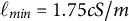 script l Subscript min Baseline equals 1.75 c upper S divided by m