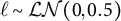 script l tilde script upper L upper N left parenthesis 0 comma 0.5 right parenthesis