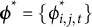 bold italic phi Superscript asterisk Baseline equals StartSet phi Subscript i comma j comma t Superscript asterisk Baseline EndSet
