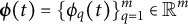 bold italic phi left parenthesis t right parenthesis equals left brace phi Subscript q Baseline left parenthesis t right parenthesis right brace Subscript q equals 1 Superscript m Baseline element of double struck upper R Superscript m