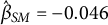ModifyingAbove beta With caret Subscript upper S upper M Baseline equals negative 0.046