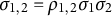 sigma Subscript 1 comma 2 Baseline equals rho Subscript 1 comma 2 Baseline sigma 1 sigma 2