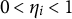0 less than eta Subscript i Baseline less than 1