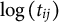 log left parenthesis t Subscript i j Baseline right parenthesis
