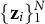 left brace bold z Subscript i Baseline right brace Subscript 1 Superscript upper N