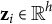 bold z Subscript i Baseline element of double struck upper R Superscript h